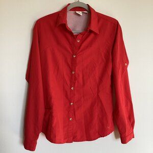 White Sierra Red Ripstop Packable Button Up Shirt Size Small